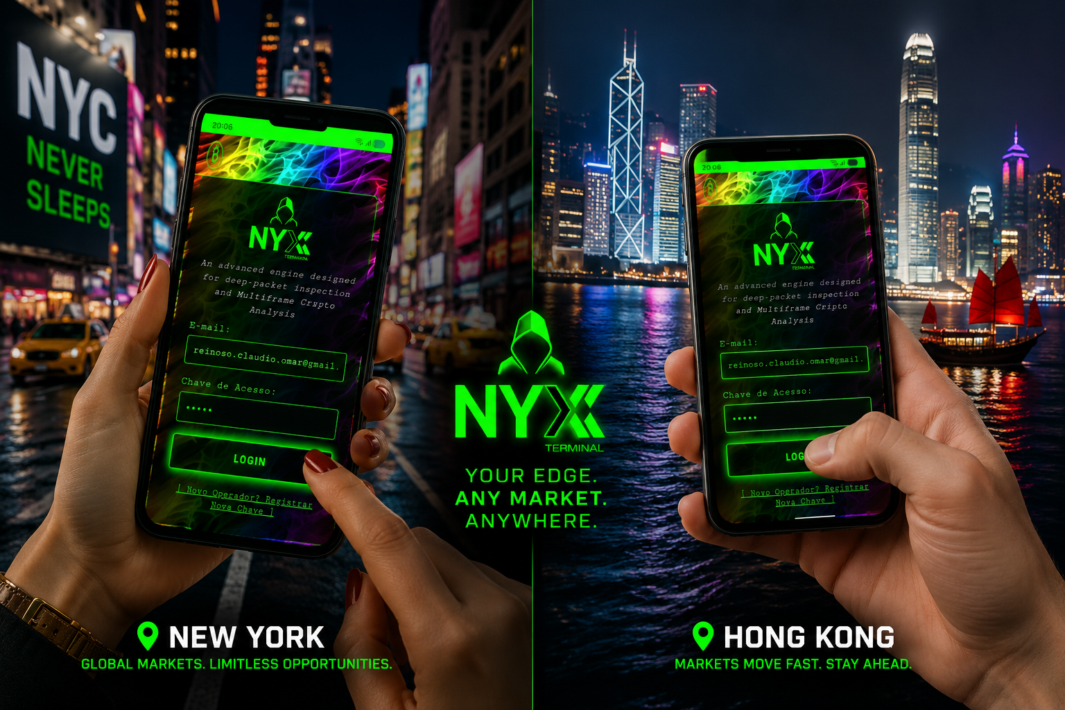 NYXX no mobile — tela 1
